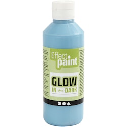 Glow in the dark, självlysande färg, fluorescerande ljusblå, 250 ml/ 1 flaska