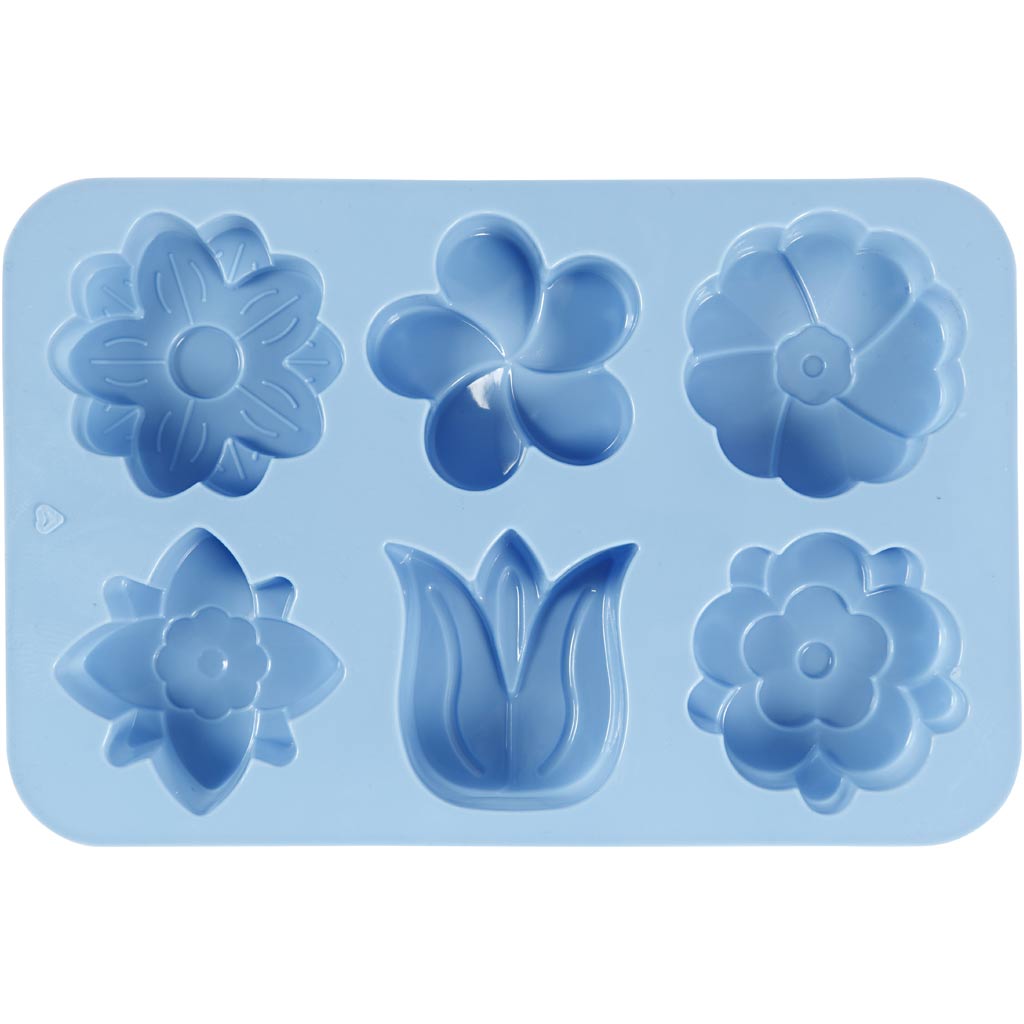 Silikonform, blommor, H: 2,6 cm, L: 30 cm, B: 21 cm, Hålstl. 60x75 mm, 75 ml, 1 st.