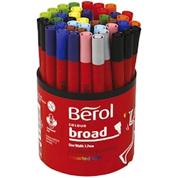 Berol Tusch, Dia. 10 mm, spets 1-1,7 mm, mixade färger, 42 st./ 1 burk
