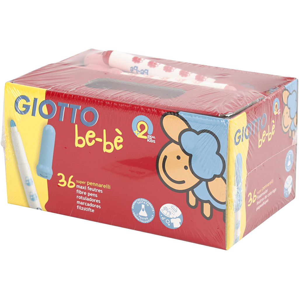 Giotto be-bè tuschpennor, Dia. 5 mm, spets 1-3 mm, mixade färger, 36 st./ 1 förp.