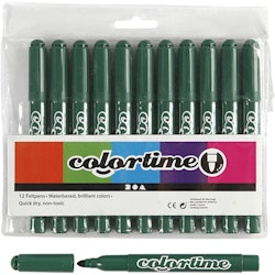 Colortime tuschpennor, spets 5 mm, grön, 12 st./ 1 förp.