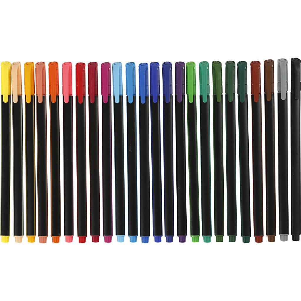 Colortime Fineliner Tusch, spets 0,6-0,7 mm, mixade färger, 24 st./ 1 förp.