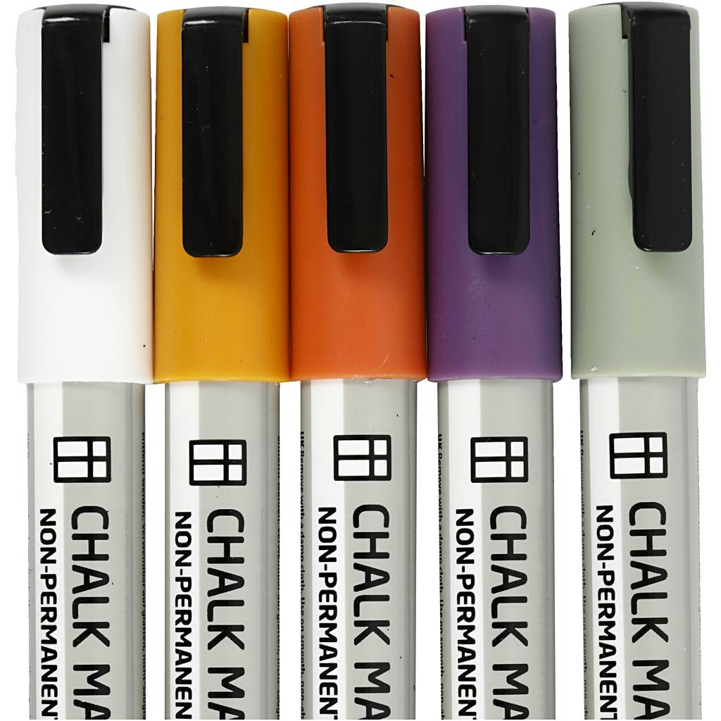 Chalk markers, spets 1,2-3 mm, dova färger, 5 st./ 1 förp.