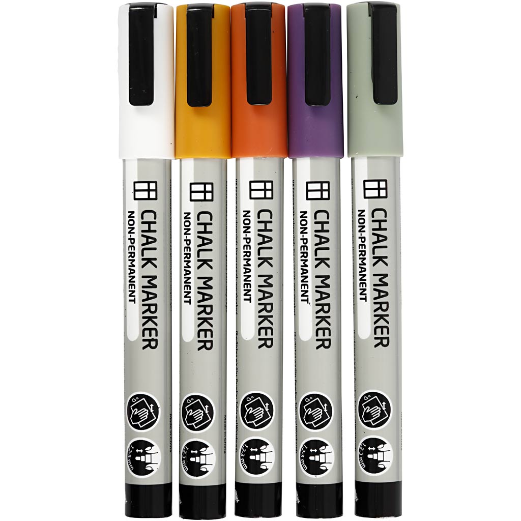 Chalk markers, spets 1,2-3 mm, dova färger, 5 st./ 1 förp.
