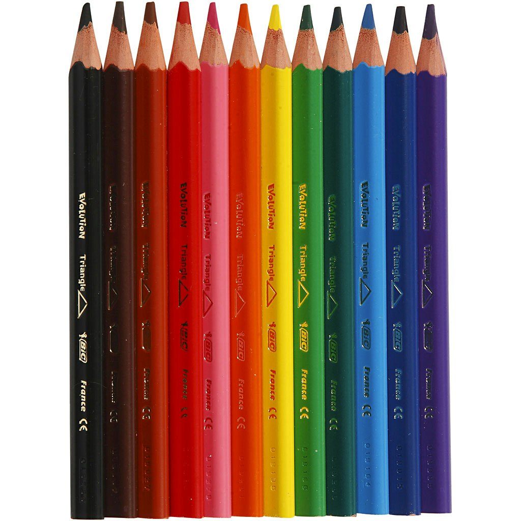 Evolution färgpennor, L: 14 cm, kärna 5 mm, mixade färger, 12 st./ 1 förp.