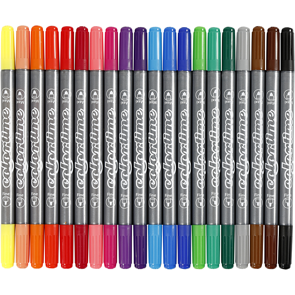 Colortime dubbeltusch, spets 2,3+3,6 mm, standardfärger, 20 st./ 1 förp.