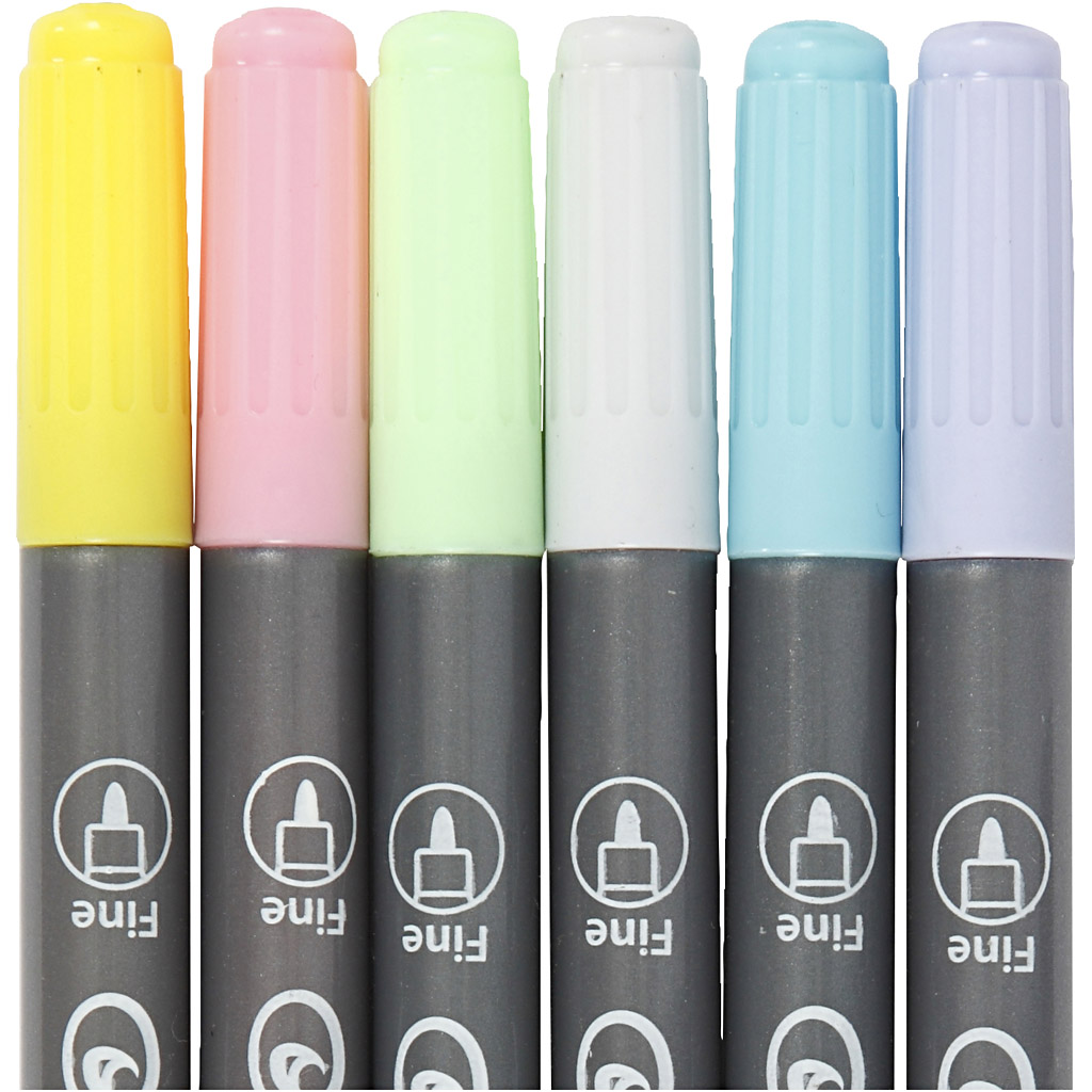 Colortime dubbeltusch, spets 2,3+3,6 mm, pastellfärger, 6 st./ 1 förp.
