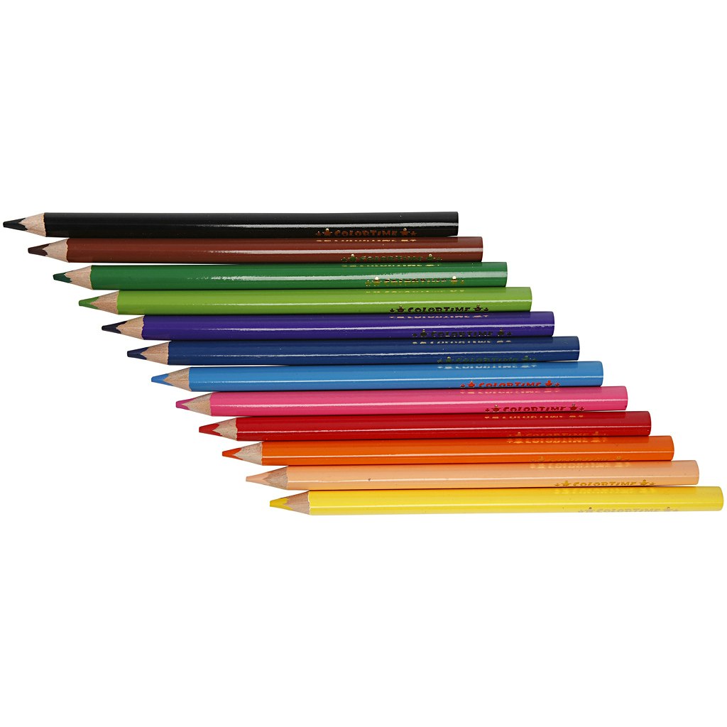 Colortime färgpennor, L: 17,45 cm, kärna 5 mm, JUMBO, mixade färger, 12 st./ 1 förp.