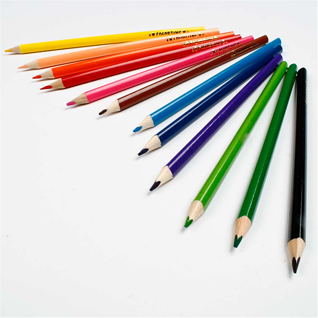 Colortime färgblyerts, L: 17,45 cm, kärna 3 mm, mixade färger, 12 st./ 1 förp.