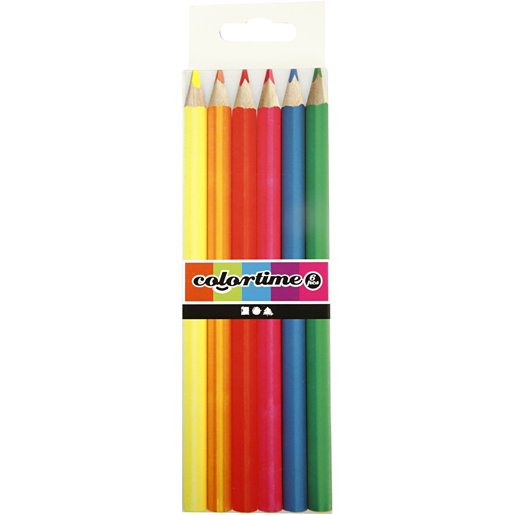 Colortime färgblyerts, L: 17,45 cm, kärna 3 mm, neonfärger, 6 st./ 1 förp.
