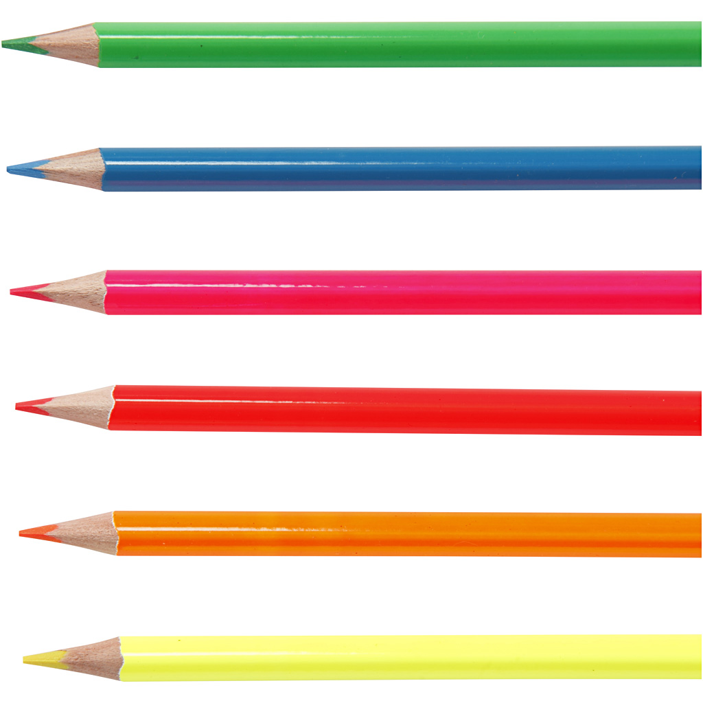 Colortime färgblyerts, L: 17,45 cm, kärna 3 mm, neonfärger, 6 st./ 1 förp.