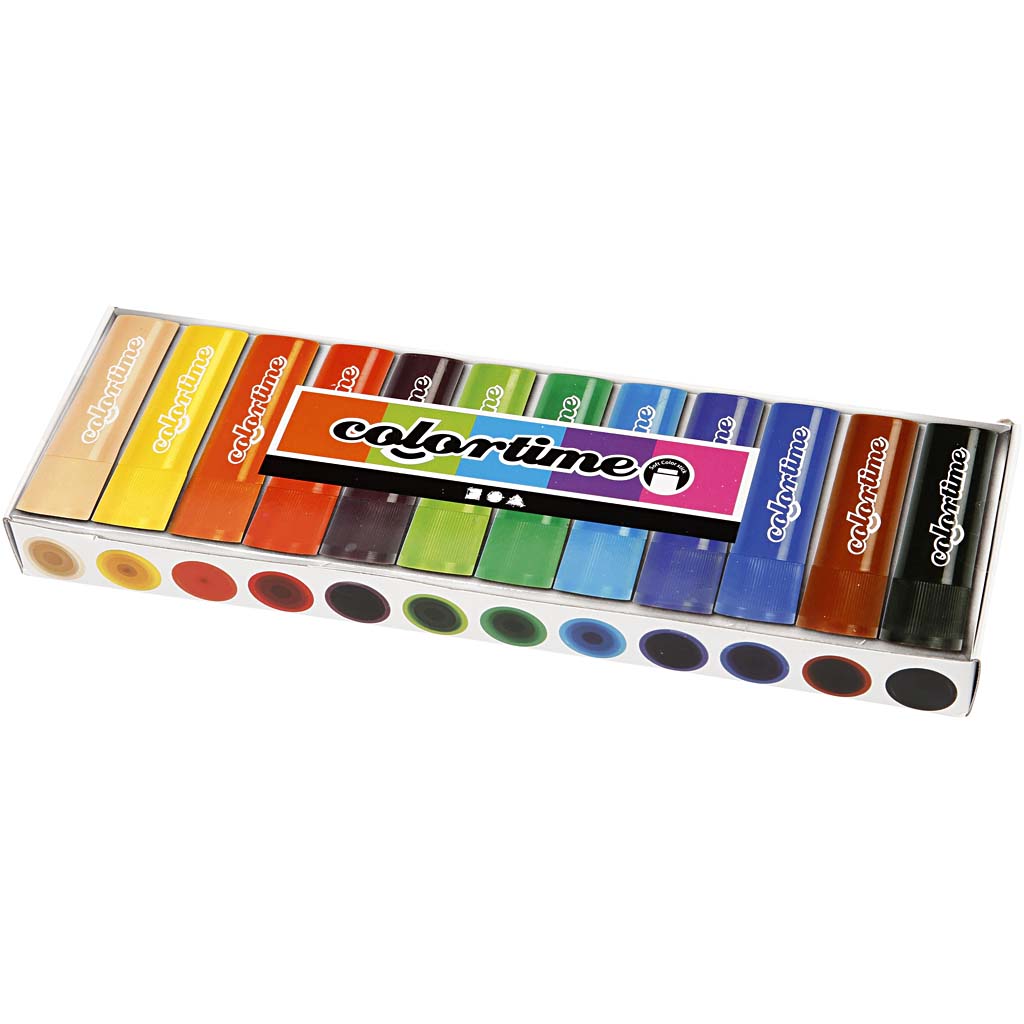 Soft Color Stick, L: 8 cm, mixade färger, 12 st./ 1 förp.