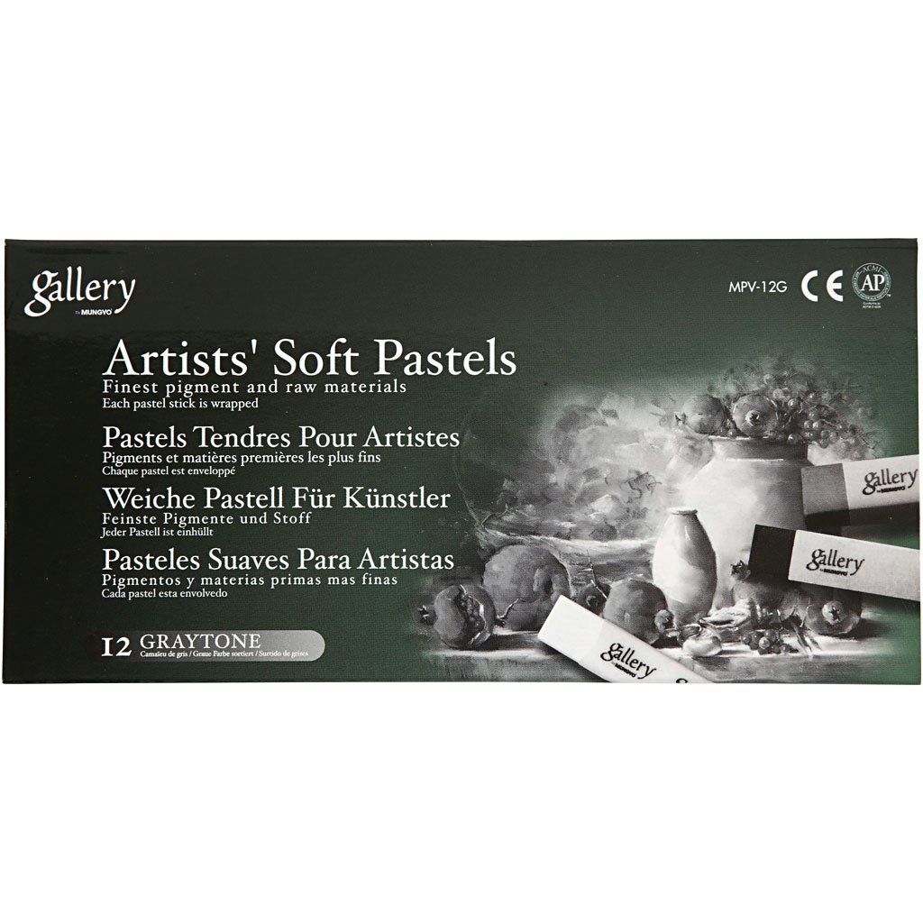 Gallery torrpastell, L: 6,5 cm, tjocklek 10 mm, svart/vit harmoni, 12 st./ 1 förp.