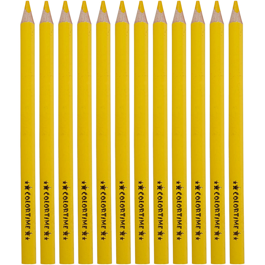 Colortime färgpennor, L: 17,45 cm, kärna 5 mm, JUMBO, gul, 12 st./ 1 förp.