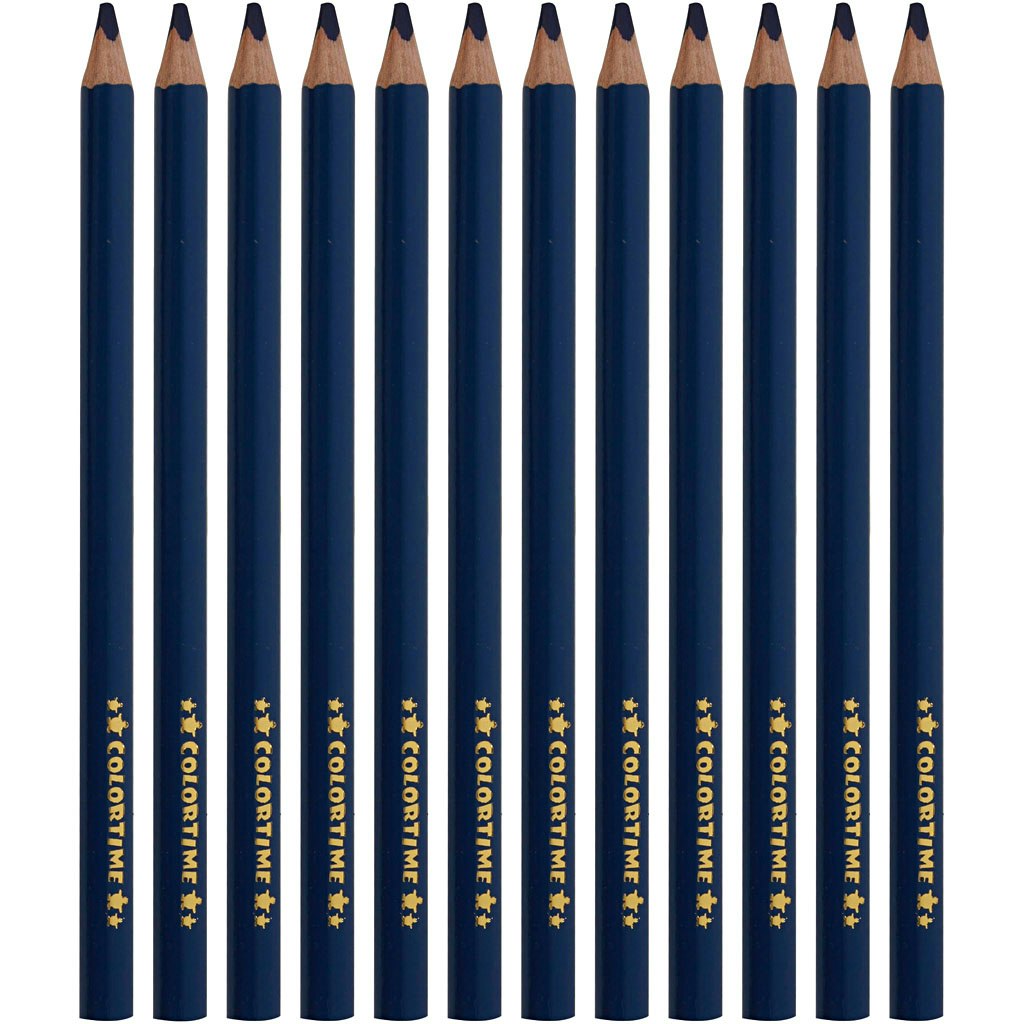 Colortime färgpennor, L: 17,45 cm, kärna 5 mm, JUMBO, mörkblå, 12 st./ 1 förp.