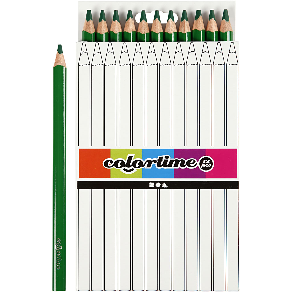 Colortime färgpennor, L: 17,45 cm, kärna 5 mm, JUMBO, grön, 12 st./ 1 förp.