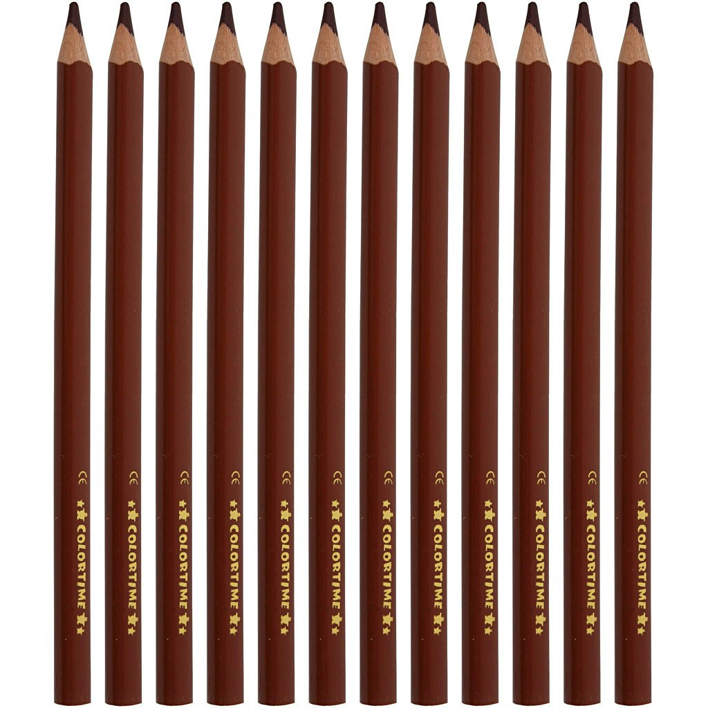 Colortime färgpennor, L: 17,45 cm, kärna 5 mm, JUMBO, brun, 12 st./ 1 förp.