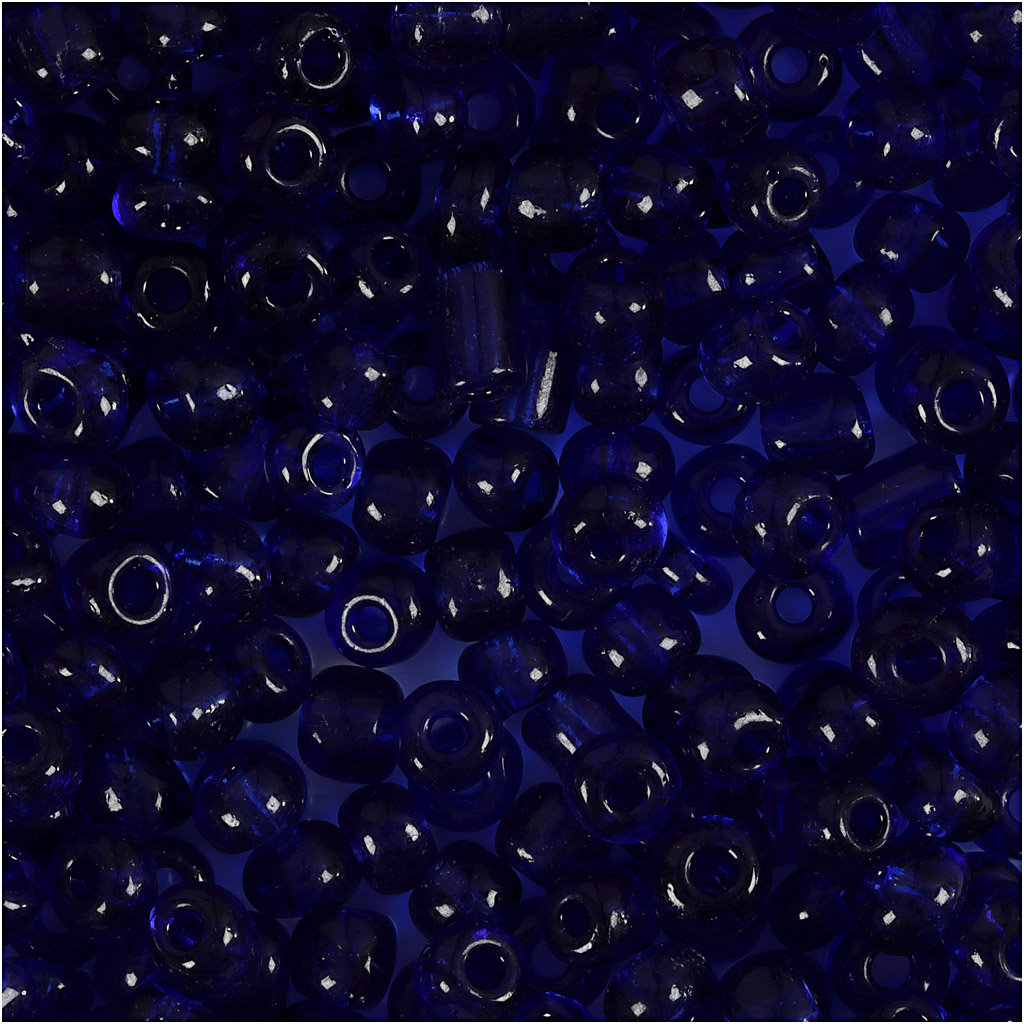 Rocaipärlor, Dia. 4 mm, stl. 6/0 , Hålstl. 0,9-1,2 mm, koboltblå, 25 g/ 1 förp.