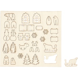 Sätt-ihop-själv träfigurer, jul, L: 15,5 cm, B: 17 cm, 1 förp.