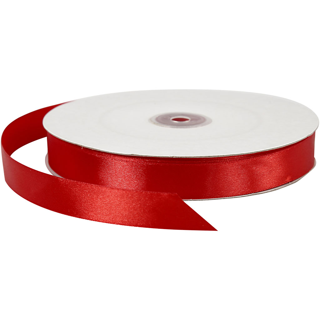 Satinband, B: 20 mm, röd, 100 m/ 1 rl.