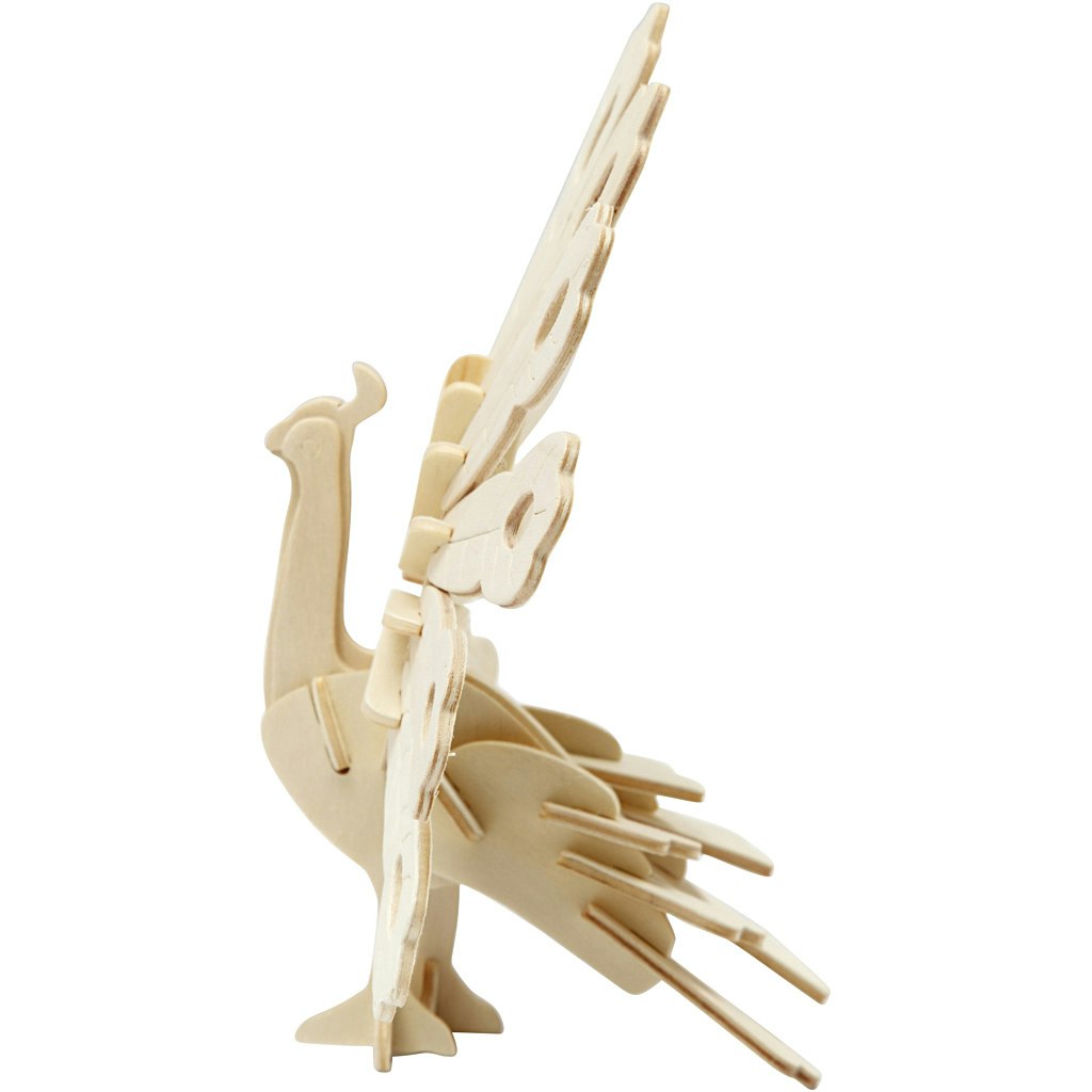 3D konstruktionsfigur, påfågel, stl. 10x20,5x17,5 cm, 1 st.
