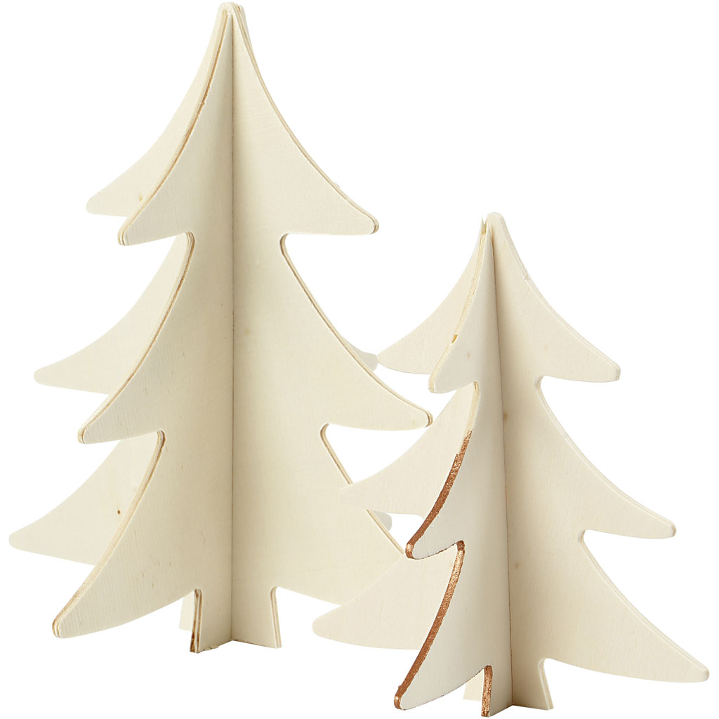 3D julgranar, H: 13+18 cm, 2 st./ 1 förp.