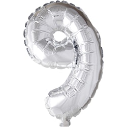 Folieballong, 9, H: 41 cm, silver, 1 st.