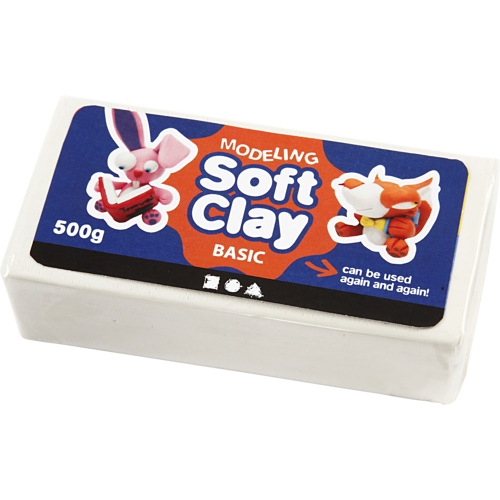 Soft Clay modellera, stl. 13x6x4 cm, vit, 500 g/ 1 förp.