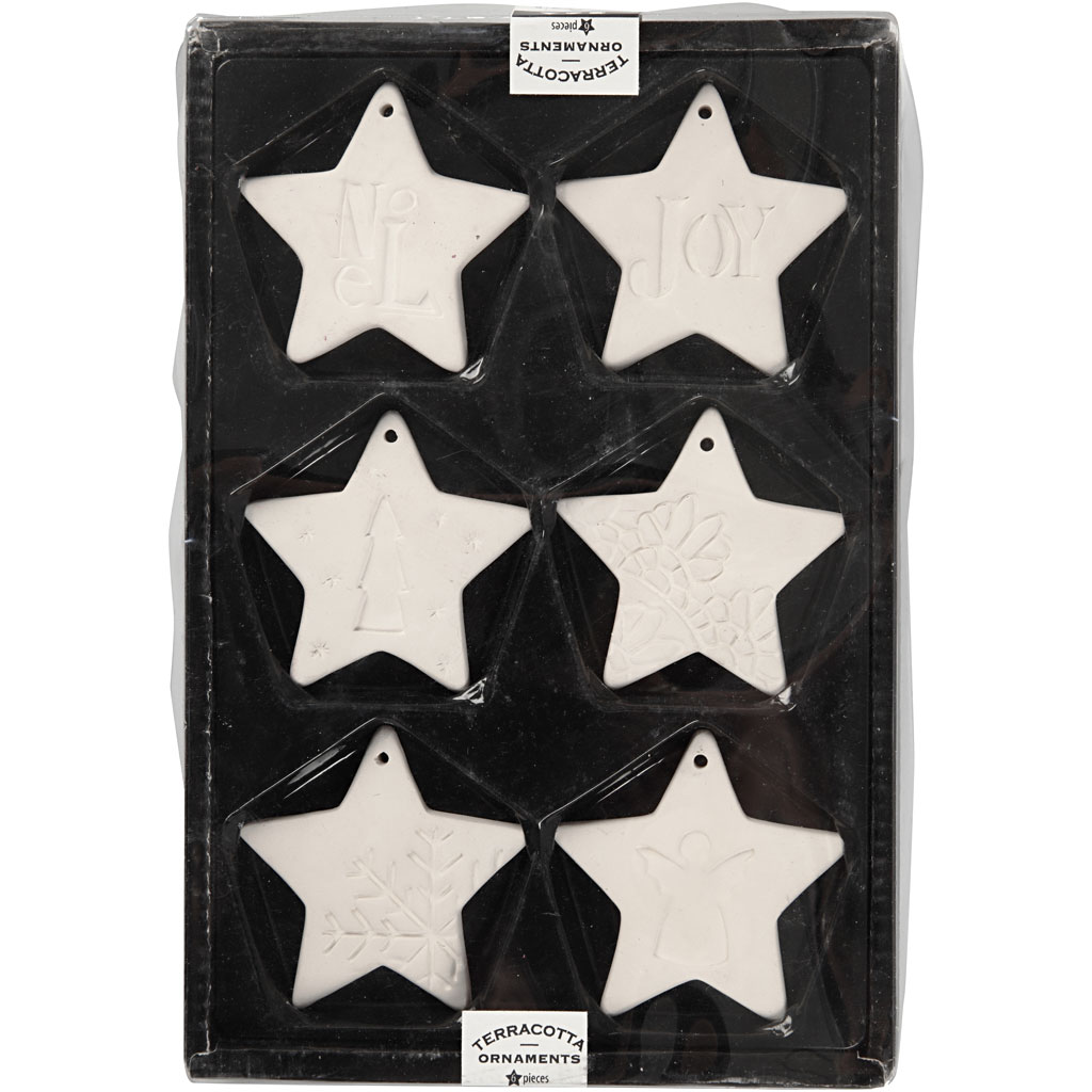 Dekorationer, stjärna, stl. 7x7 cm, vit, 6 st./ 1 förp.