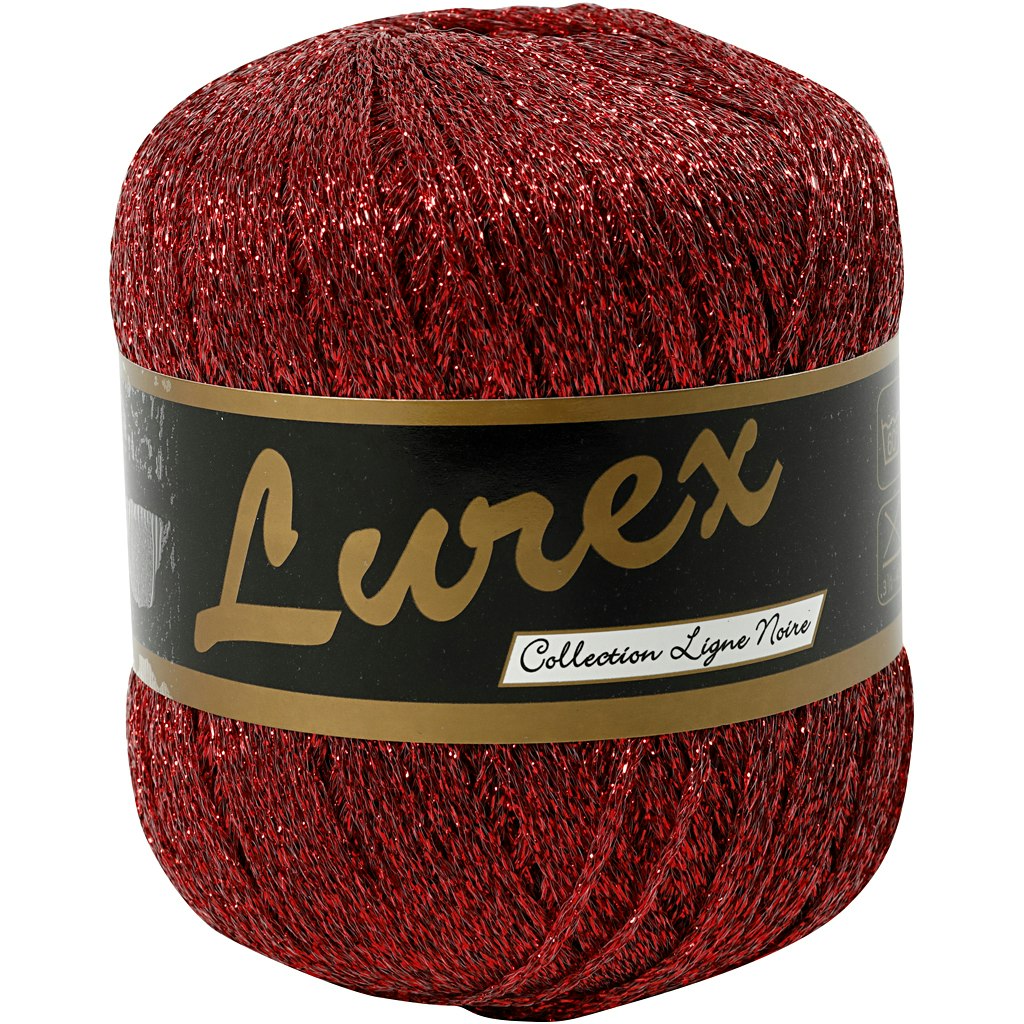 Lurex garn, L: 160 m, röd, 25 g/ 1 nystan