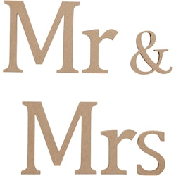 Bokstäver, Mr & Mrs, H: 13 cm, djup 1,5 cm, 1 set