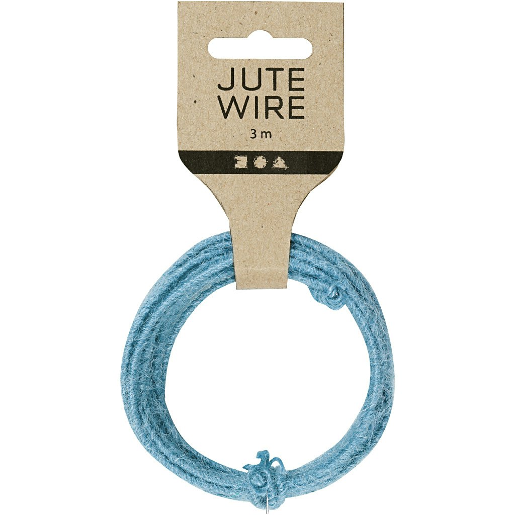 Jute Wire, tjocklek 2-4 mm, himmelsblå, 3 m/ 1 förp.