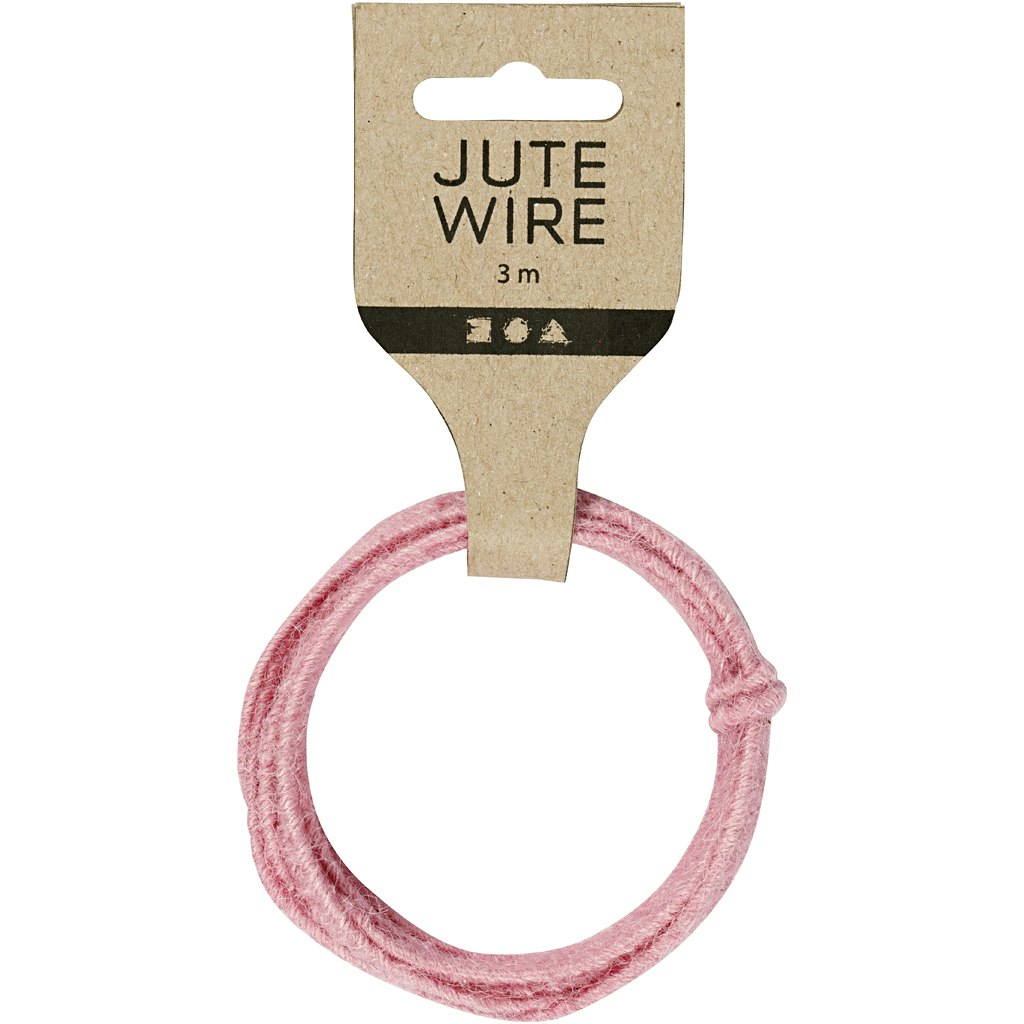 Jute Wire, tjocklek 2-4 mm, rosa, 3 m/ 1 förp.