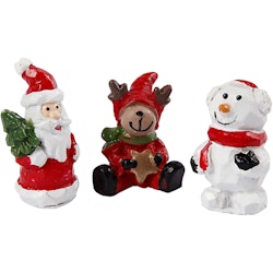 Minifigurer, jultomte, ren och snögubbe, H: 35 mm, L: 10 mm, 3 st./ 1 förp.