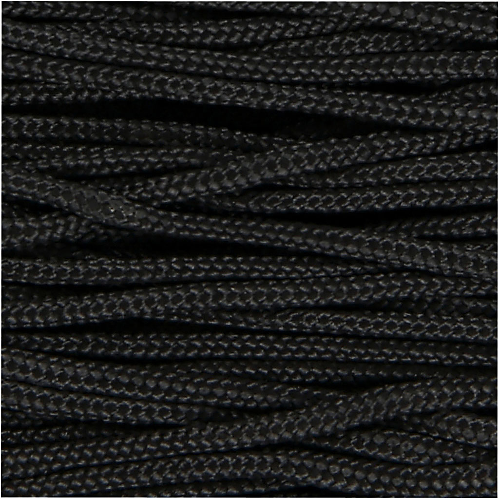Knytsnöre, tjocklek 2 mm, svart, 8 m/ 1 rl.