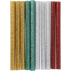 Limstängerna, L: 10 cm, glitter, guld, grön, röd, silver, 10 st./ 1 förp.