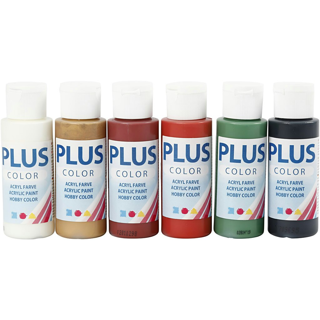 Plus Color hobbyfärg, julfärger, 6x60 ml/ 1 förp.