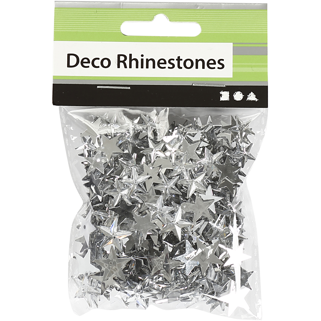 Rhinestones, stl. 11+12+16 mm, silver, 360 st./ 1 förp.