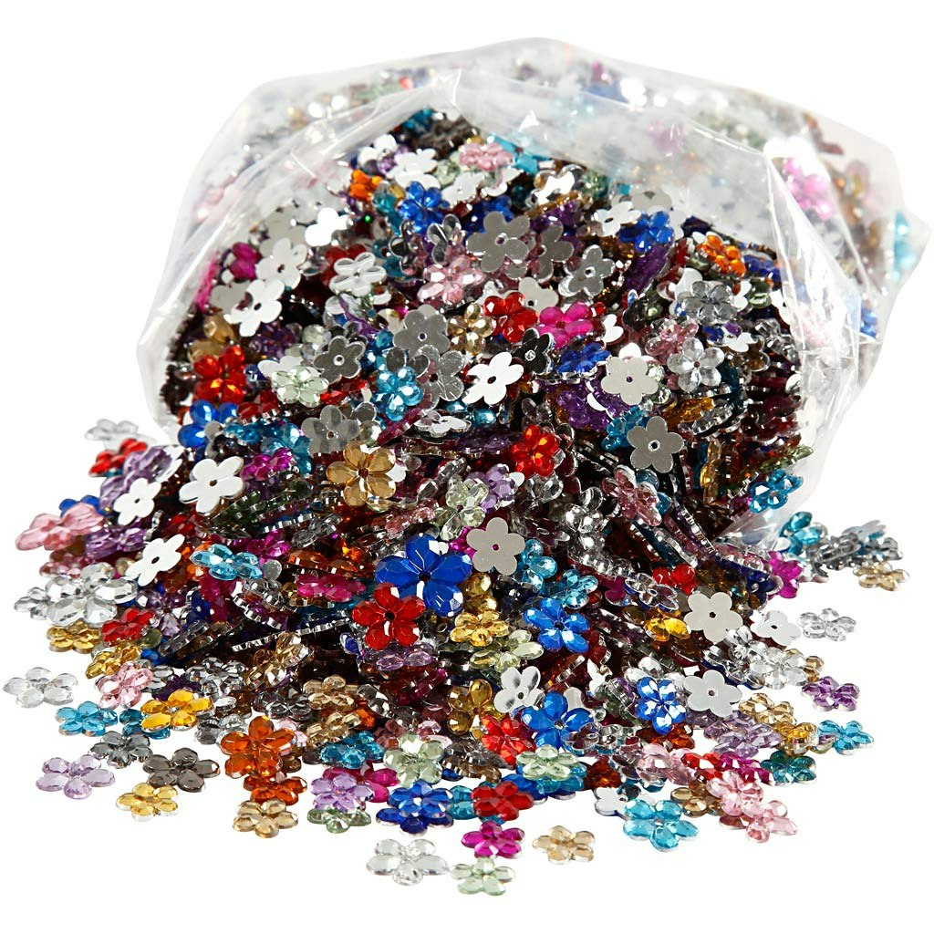 Rhinestones, Dia. 6+10+12 mm, mixade färger, 2520 st./ 1 förp.