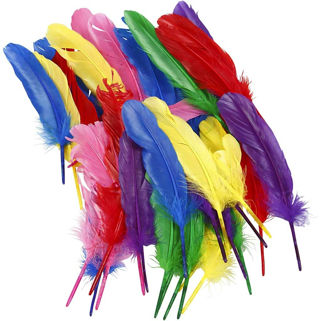 Fjädrar, L: 20 cm, mixade färger, 36 st./ 1 förp.
