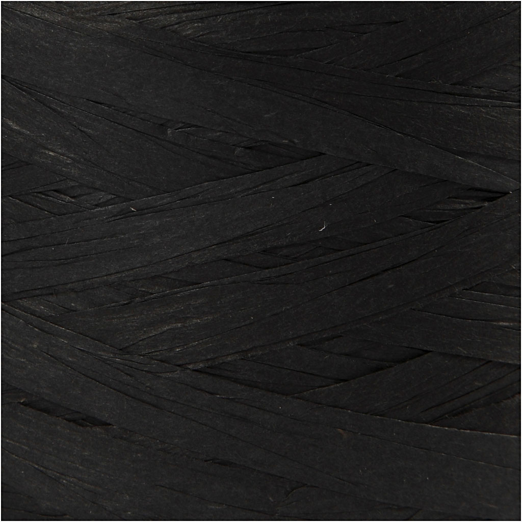 Raffia pappersgarn, B: 7-8 mm, svart, 100 m/ 1 rl.