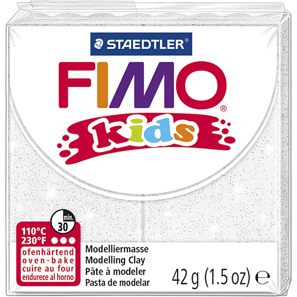 FIMO® Kids Clay, glitter, vit, 42 g/ 1 förp.