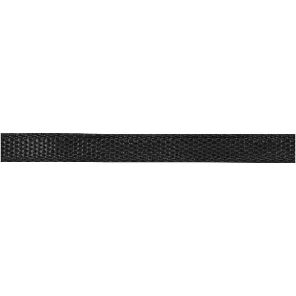 Grosgrainband, B: 6 mm, svart, 15 m/ 1 rl.
