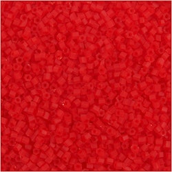 Rocaipärlor, 2-cut, Dia. 1,7 mm, stl. 15/0 , Hålstl. 0,5 mm, transparent röd, 25 g/ 1 förp.