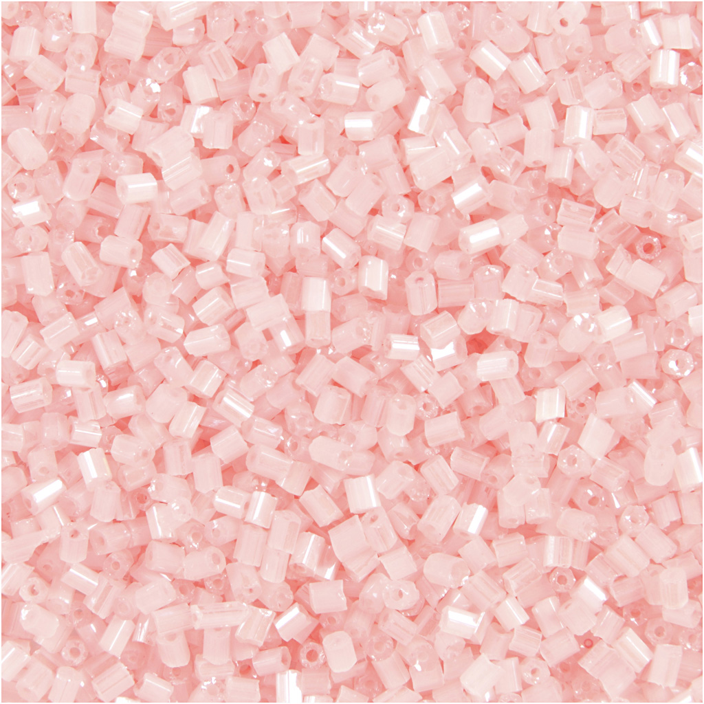 Rocaipärlor, 2-cut, Dia. 1,7 mm, stl. 15/0 , Hålstl. 0,5 mm, transparent rosa, 25 g/ 1 förp.