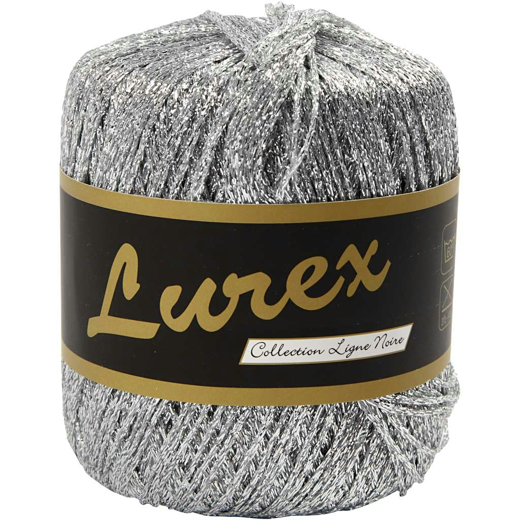 Lurex garn, L: 160 m, silver, 25 g/ 1 nystan