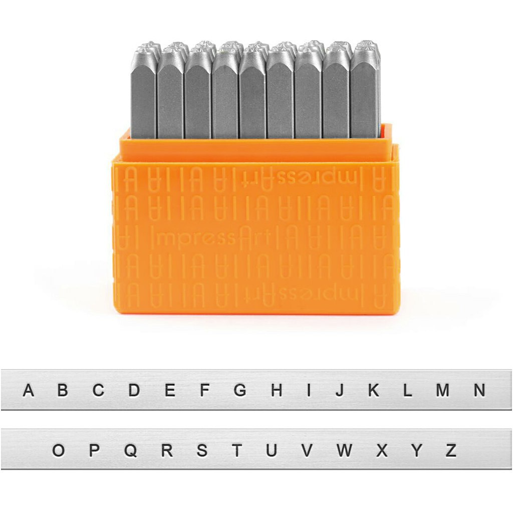 Prägelstämplar, stora bokstäver, stl. 3 mm, Font: Sans Serif , 27 st./ 1 set