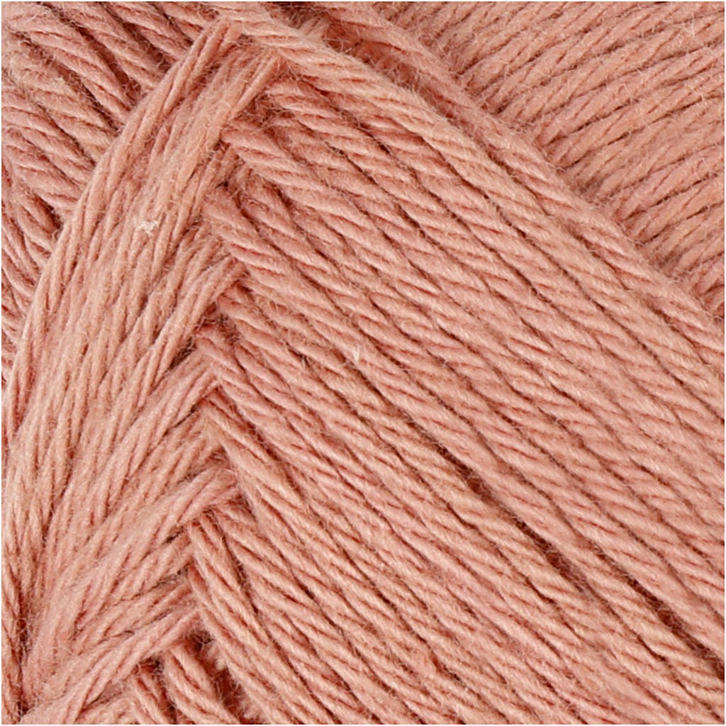 Bomullsgarn, nr. 8/4, L: 170 m, gml. rosa, 50 g/ 1 nystan