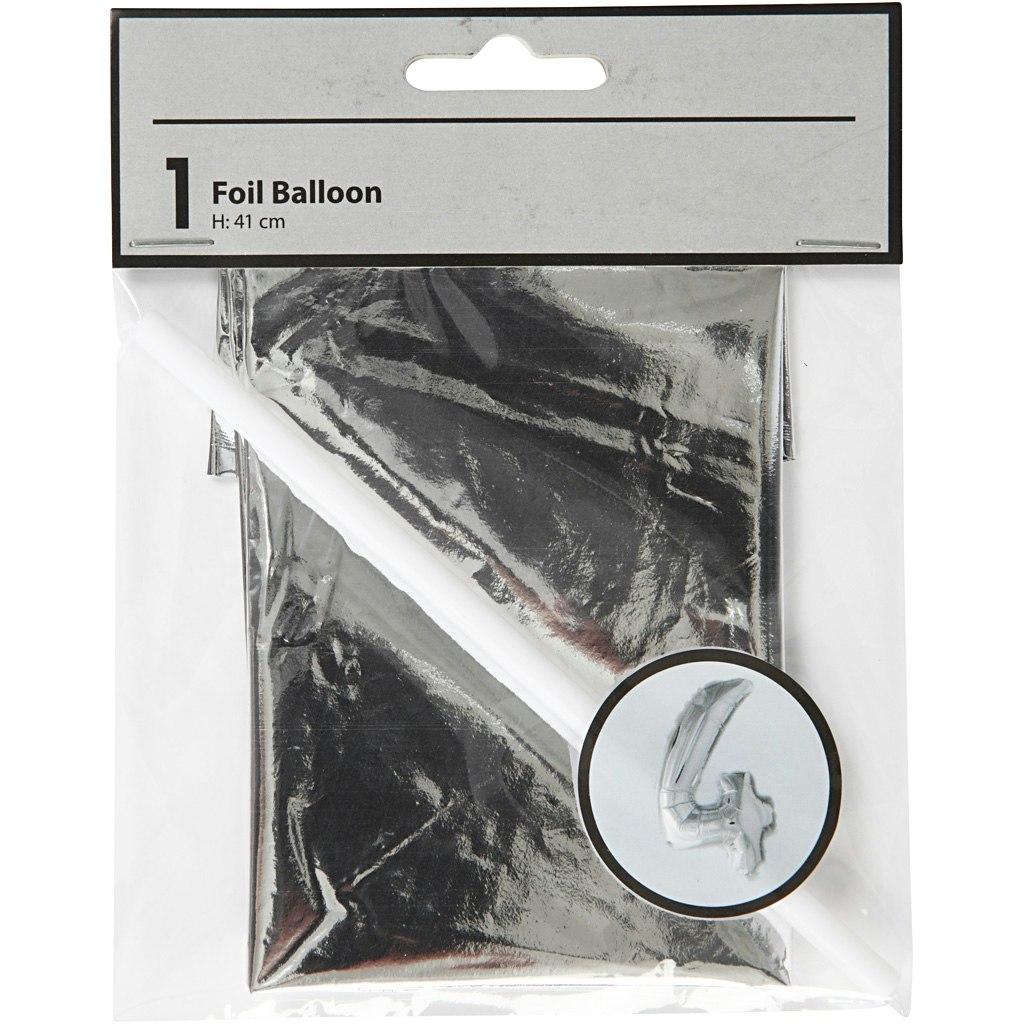 Folieballong, 4, H: 41 cm, silver, 1 st.