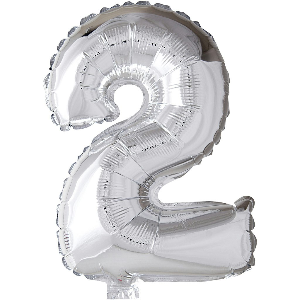 Folieballong, 2, H: 41 cm, silver, 1 st.